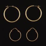 Two Pairs of Gold Hoop Earrings