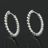 Ladies' Pair of Gold and Diamond Ear Hoops