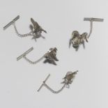 Four 950 Sterling Silver 3D Figural Tie Pins
