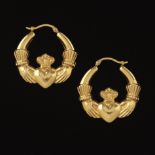 Ladies' Gold Pair of Irish Claddagh Earrings