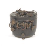 Japanese Mixed Metals with Hinged Lid Tripod Container
