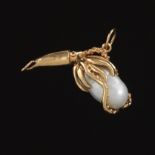 Vintage Gold and Baroque Pearl Nautical Pendant