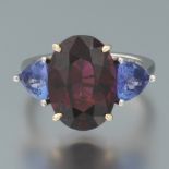 Ladies' Platinum, Gold, 7.91ct Almandine Garnet and Tanzanite Cocktail Ring