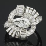 Ladies' Art Deco Platinum and Diamond Fashion Ring