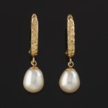 Ladies' Gold and Pearl Pair of Drop Earrings
