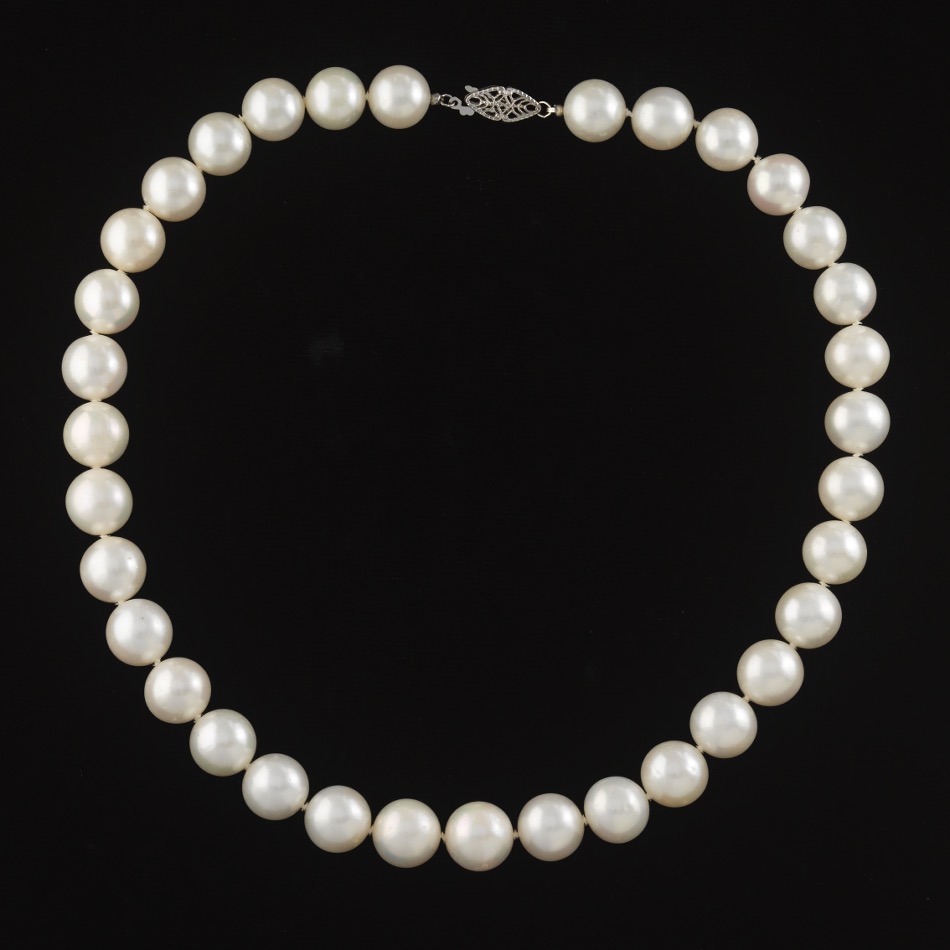 Ladies' Gold and Large 11.5-12.5 mm South Sea Pearl Necklace/Double Wrap Bracelet
