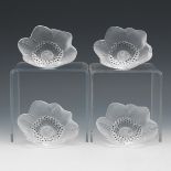 Lalique Anemone Flower Paperweights, Set of 4