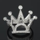 Ladies' Gold and Diamond Crown Fashion Ring