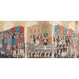 Japanese Woodblock Triptych, Meiji Era