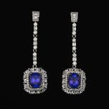 Pair of Tanzanite and Diamond Pendant Earrings