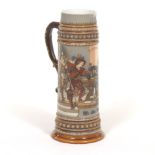 Large Mettlach Ceramic Pitcher With a Tavern Scene