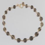 Ladies' Vintage Gold and Smoky Quartz Faceted Graduated Bead Necklace