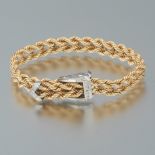 Ladies' Vintage Two-Tone Gold and Diamond Belt Buckle Bracelet