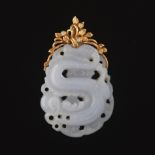 Carved Lavender Jade and Gold Pendant