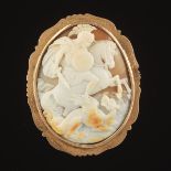 Victorian Gold and Carved Shell St. George Design Cameo