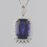 Impressive 38.93 Carat Tanzanite and Diamond Pendant, GIA and AIG Reports