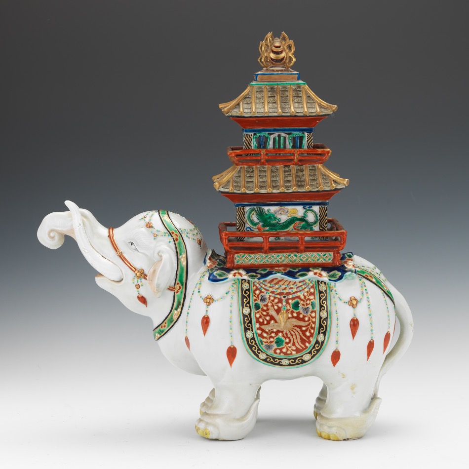 Porcelain Elephant with Howdah - Image 4 of 9