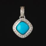 Ladies' Gold, Turquoise and Diamond Pendant, Attr. Baraka