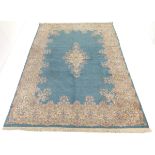 Fine Semi-Antique Hand-Knotted Celestial Blue Kerman Carpet, ca. 1960's
