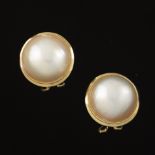 Ladies' Gold and Mabe Pearl Pair of Earrings