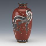 Cloisonne Enameled with Silver Wire Dragon Cabinet Vase