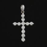 18k White Gold and Diamond Cross Pendant