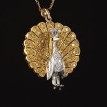 Natural Yellow and White Diamond Peacock Necklace