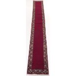 Fine Semi-Antique Hand-Knotted Tabriz Magenta Long Runner