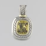 David Yurman Sterling Silver, Gold and Citrine Pendant