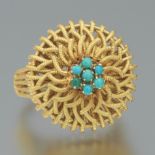 Ladies' Vintage Italian Gold and Turquoise Fashion Ring