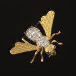 Ladies' Diamond and 18k Gold Bee Brooch