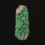 Ladies' Vintage Gold and Carved Green Jadeite Pin/Brooch
