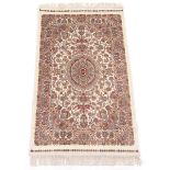 Extra Fine Hand-Knotted Signed Bamboo Silk Ivory Carpet
