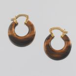 Ladies' Gold and Carved Tiger Eye Pair of Earrings