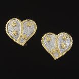 Pair of Large Gold and Diamond Ear Clips