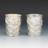 Pair of Sterling Silver Repousse Floral Julep Cups