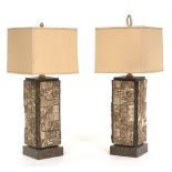 Pair of Square Contemporary Style Lamps