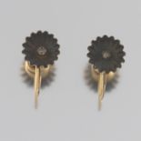 Ladies' Victorian Blackened Gold and Rose Cut Diamond Pair of Ear Clips