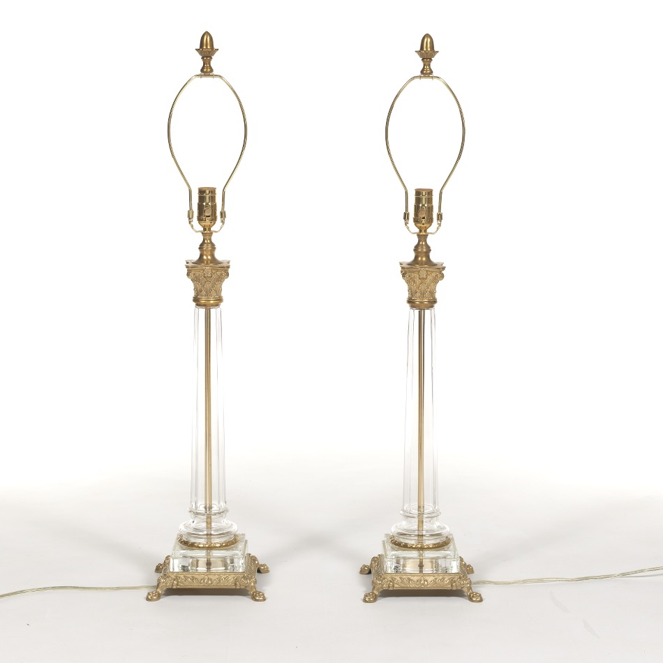 Pair of Crystal Corinthian Column Lamps - Image 2 of 7