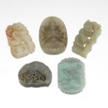 Five Carved Jade Ornaments
