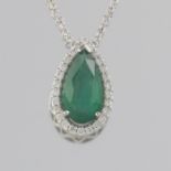 Ladies' Emerald and Diamond Pendant Necklace