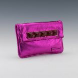 Marc Jacobs Metallic Fuchsia Leather Clutch