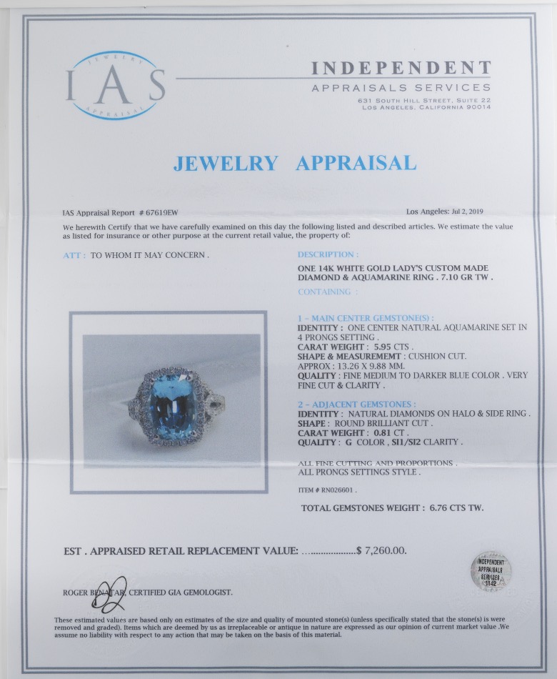 Ladies' Aquamarine and Diamond Ring - Image 10 of 10