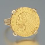 Ladies' 1908 Indian Head Gold Quarter Eagle Coin