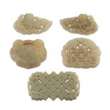 Group of Five Carved Jade Ornaments
