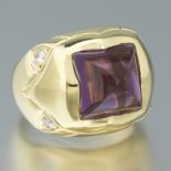 Bulgari Style Amethyst and Diamond Ring