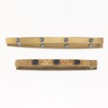 Two Victorian Gold and Blue Sapphire Bar Pins