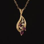 Ladies' Gold, Ruby and Diamond Pendant on Chain