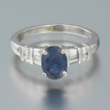 Ladies' Platinum, Blue Sapphire and Diamond Ring