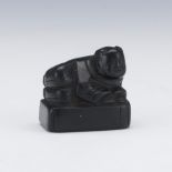 Japanese Carved Black Lacquered Boy Netsuke